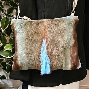 Vash Leather and Calf Hair Crossbody Shoulder, Clutch Bag